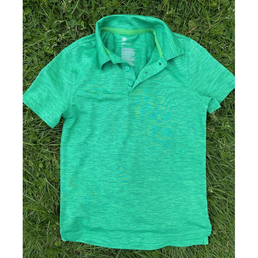 All in Motion Boys Green Golf Polo Shirt Athletic Short Sleeve (SZ M 8/10)